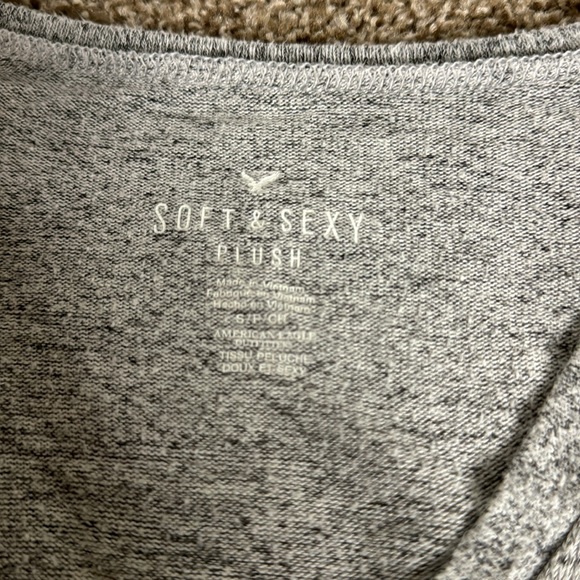 Heathered Grey Flowy Long Sleeve American Eagle - Picture 2 of 3